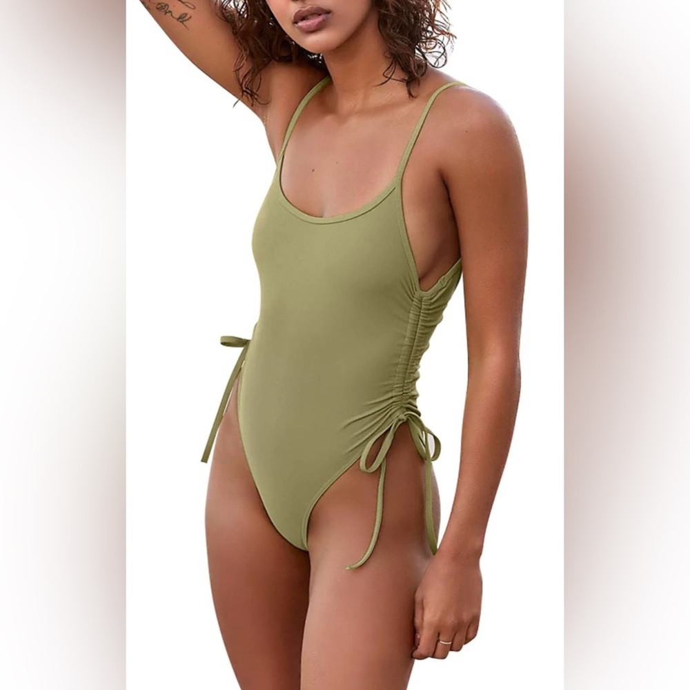 KRLAGAPAS Women's Matcha Green Cheeky One Piece Bathing Suit Tummy Control